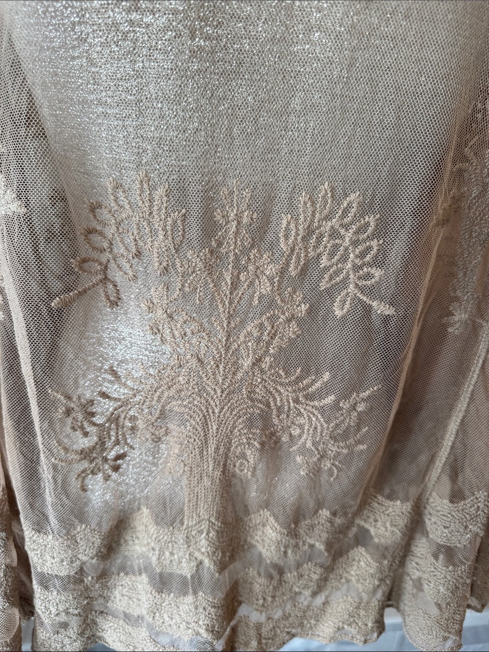 Purity Lace Designs Adelle Kimono Latte Sheer Lace Boho Bell Sleeve Size OS - Picture 4 of 8